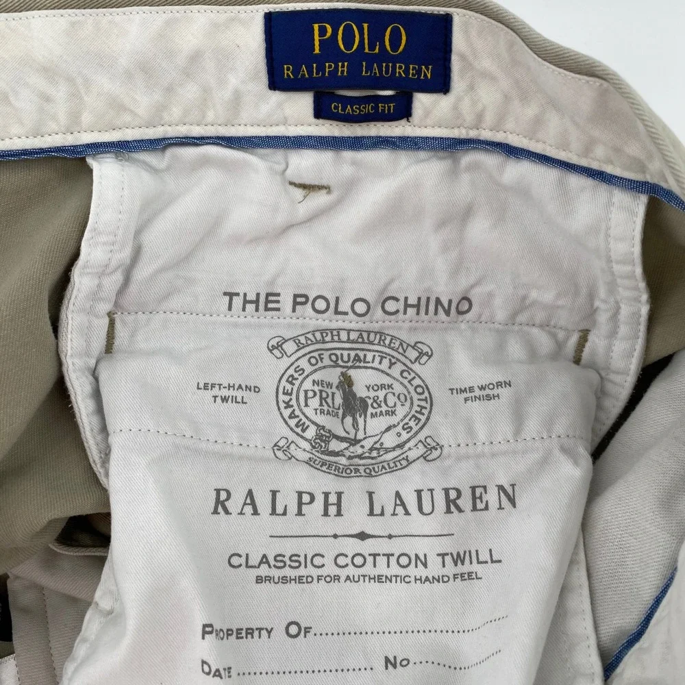 Polo Ralph Lauren Classic‎ Fit Chino Pants Tan Mens 40x31 Cotton Twill